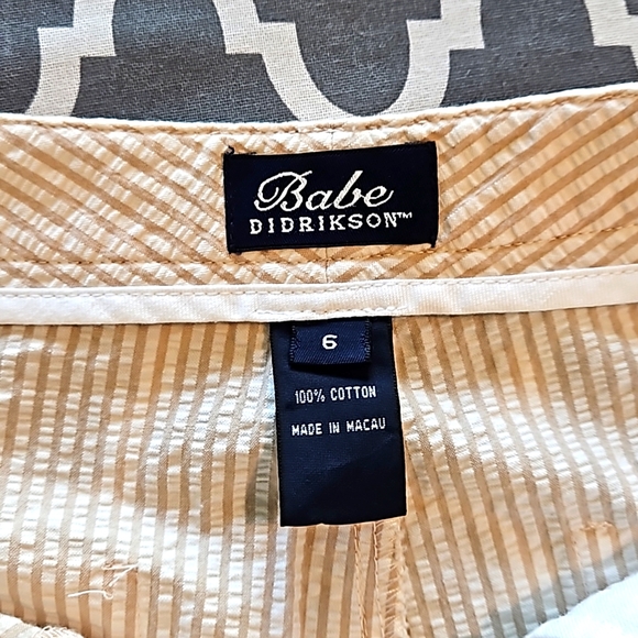 Seersucker Tan and White Striped Shorts - Picture 6 of 6